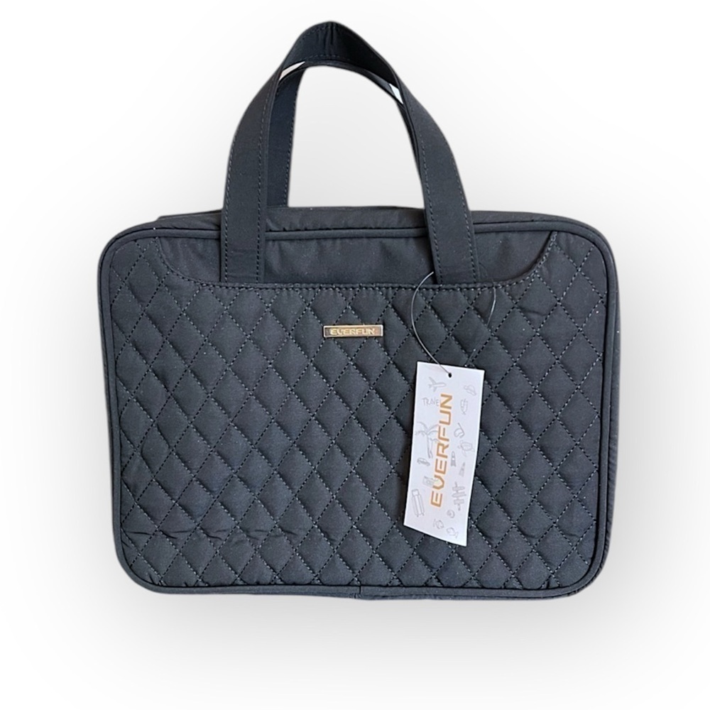 NWT Everfun Toiletry organizer Bag, make up bag, black, full zip, expandable